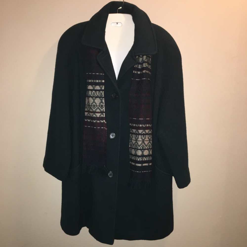 Cabin creek wool blend pea coat with scarf.